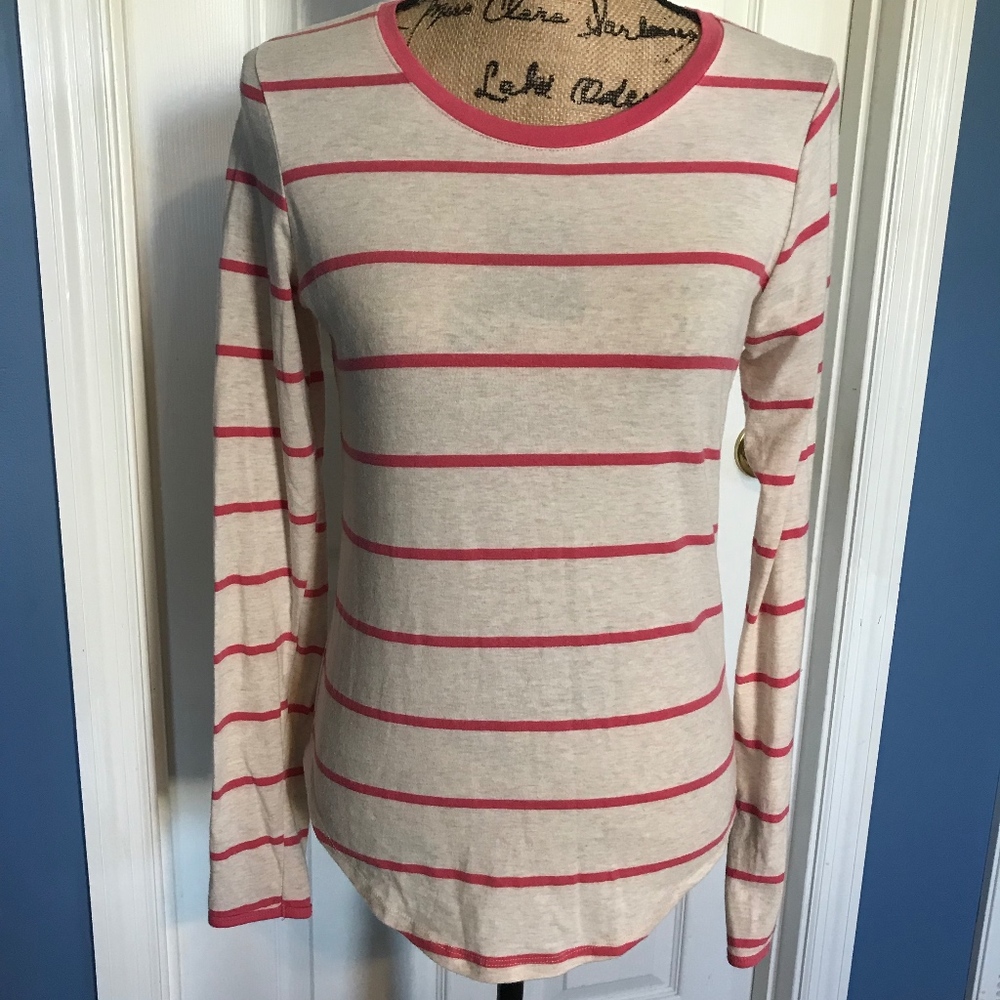 Cream with pink striped
